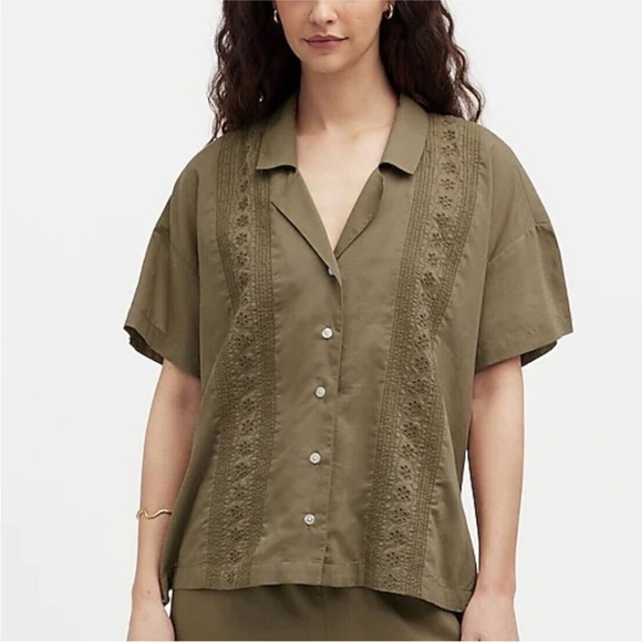 Madwewell eyelet mix rita resort shirt size L new- flaw - Picture 1 of 7